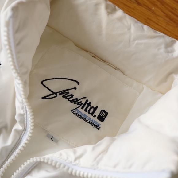 Shady Ltd Puffer Jacket White Embroidered Logo Size L Winter Streetwear Hip-Hop - Picture 13 of 13
